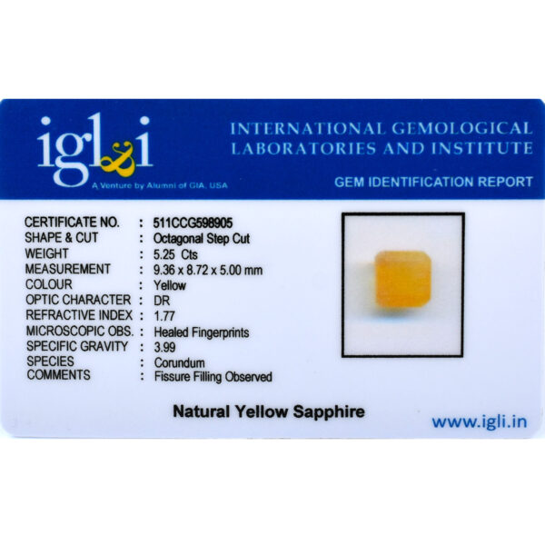 Natural 5.25 Ct Yellow Sapphire Gemstone – Octagonal Step Cut for Making Jewelry - Image 6