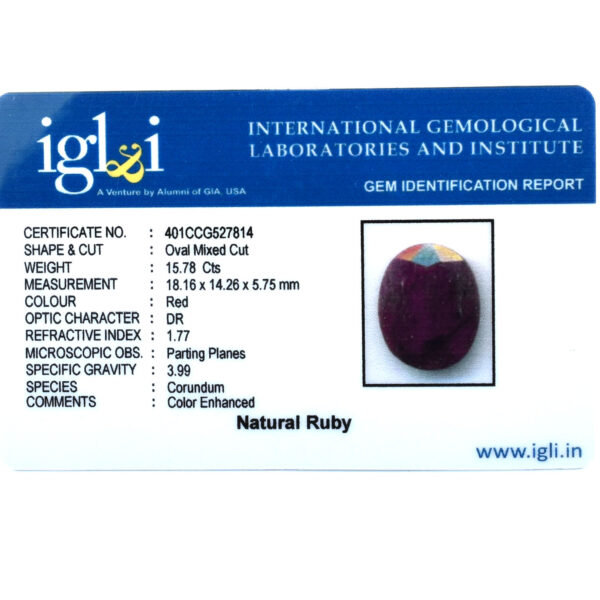 Luxury Ruby Gemstone – 15.78 Cts of Pure Elegance, Certified - Image 5