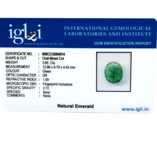 Certified Natural Emerald Gemstone – 3.85 Carats, Oval Mixed Cut, Boost Intellect & Prosperity ! - Image 5