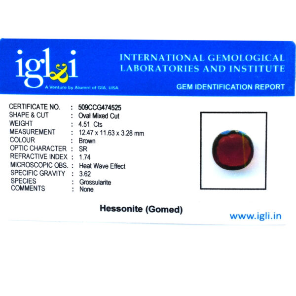 Natural Gomed (Hessonite Garnet) – 4.51 Cts, Oval Mixed Cut | Certified Loose Gemstone - Image 5
