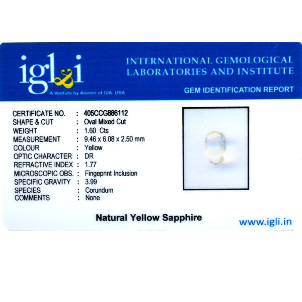 Natural 1.60 Cts Yellow Sapphire Gemstone – Oval Mixed Cut for Making Jewelry, Prosperity, Health & Success! - Image 4