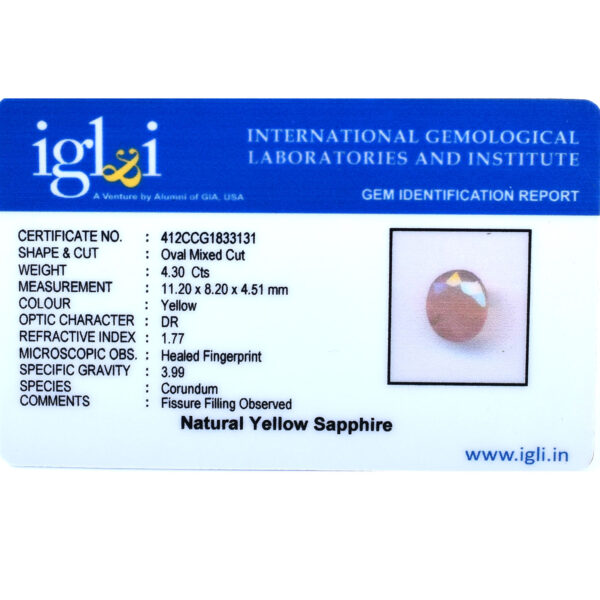 Natural 4.30 Cts Yellow Sapphire Gemstone – Oval Mixed Cut for Making Jewelry, Prosperity, Health & Success! - Image 5