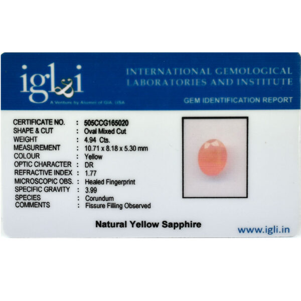 Natural 4.94 Cts Yellow Sapphire Gemstone – Oval Mixed Cut for Making Jewelry, Prosperity, Health & Success! - Image 5