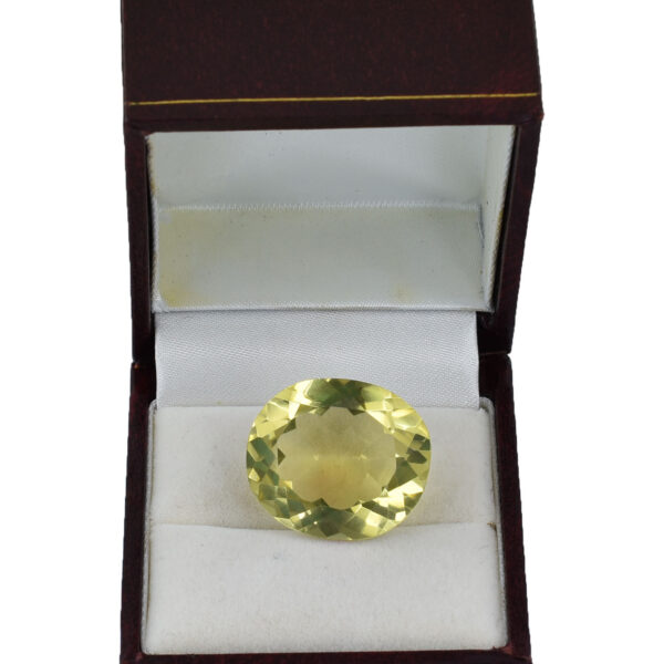 Lemon Quartz Gemstone – 33.06 Cts, Oval Mixed Cut (23.60 x 20.72 x 11.40 mm) | Benefits & Healing Properties - Image 3