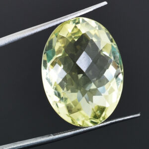 Lemon Quartz Gemstone – 26.74 Cts, Oval Mixed Cut (23.25 x 17.20 x 11.53 mm) | Benefits & Healing Properties !