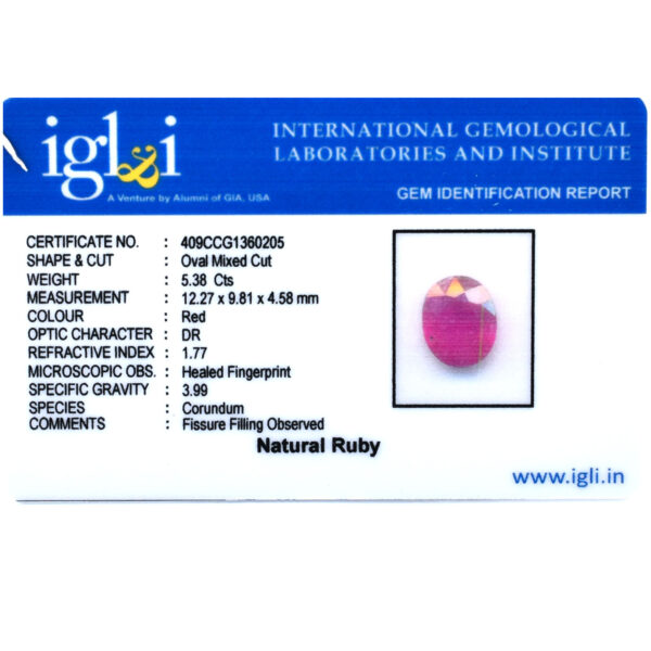 Natural Ruby Gemstone – 5.38 Cts of Pure Elegance, Certified, Boosts Vitality and Energy - Image 6