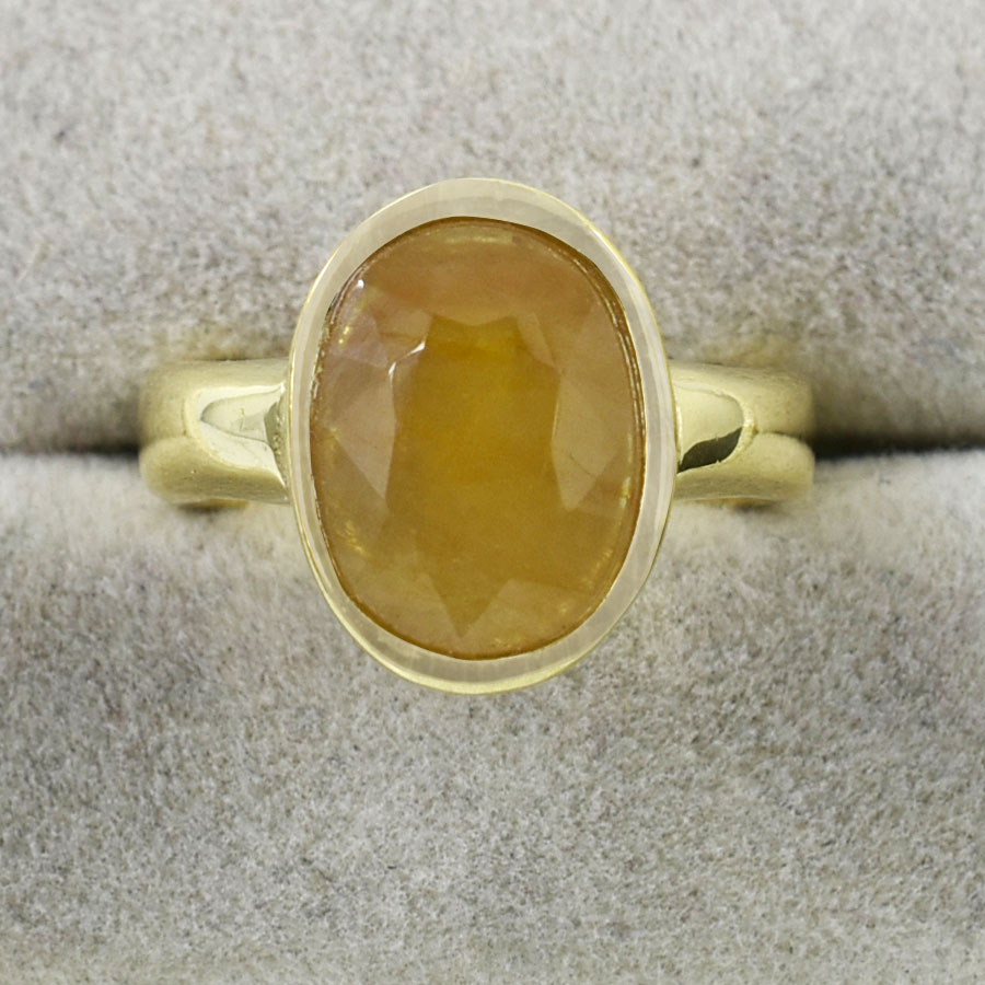 Natural 7 Ct Yellow Sapphire (Pukhraj) Ring | Certified Guru Grah Astrology Ring for Wealth, Luck & Prosperity