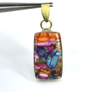 Spiny Oyster Turquoise Sterling Rose Gold Pendant | Natural Healing Stone Jewelry