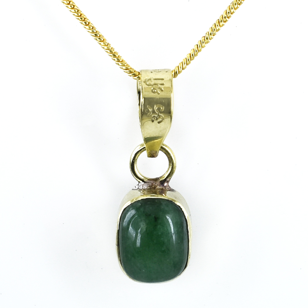 Natural Emerald Cabochon Pendant | 15 Carat | Mercury Planet Astrology Gemstone Jewelry | Gift for Love