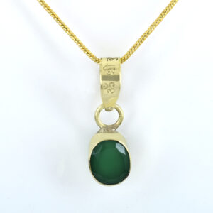 Natural Green Onyx Pendant in Panchdhatu with Gold Plating – 6 Carat Energized Mantra Gemstone Pendant for Healing, Peace & Positive Energy