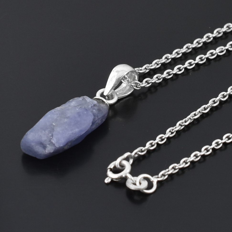 Natural Amethyst Rough Cut Pendant ,21 x 8mm, 925 Sterling Silver 3 g Gemstone Pendant - Image 6