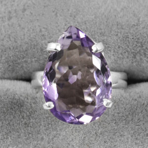 Ring ,19 x 13mm Gemstone ,925 Sterling Silver ,Purple Amethyst Statement