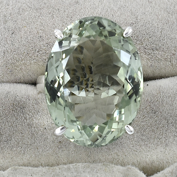 Ring – Natural 25ct Gemstone – 24.5 x 18.5 mm – US Size 7.5 – 925 Sterling Silver Healing Crystal