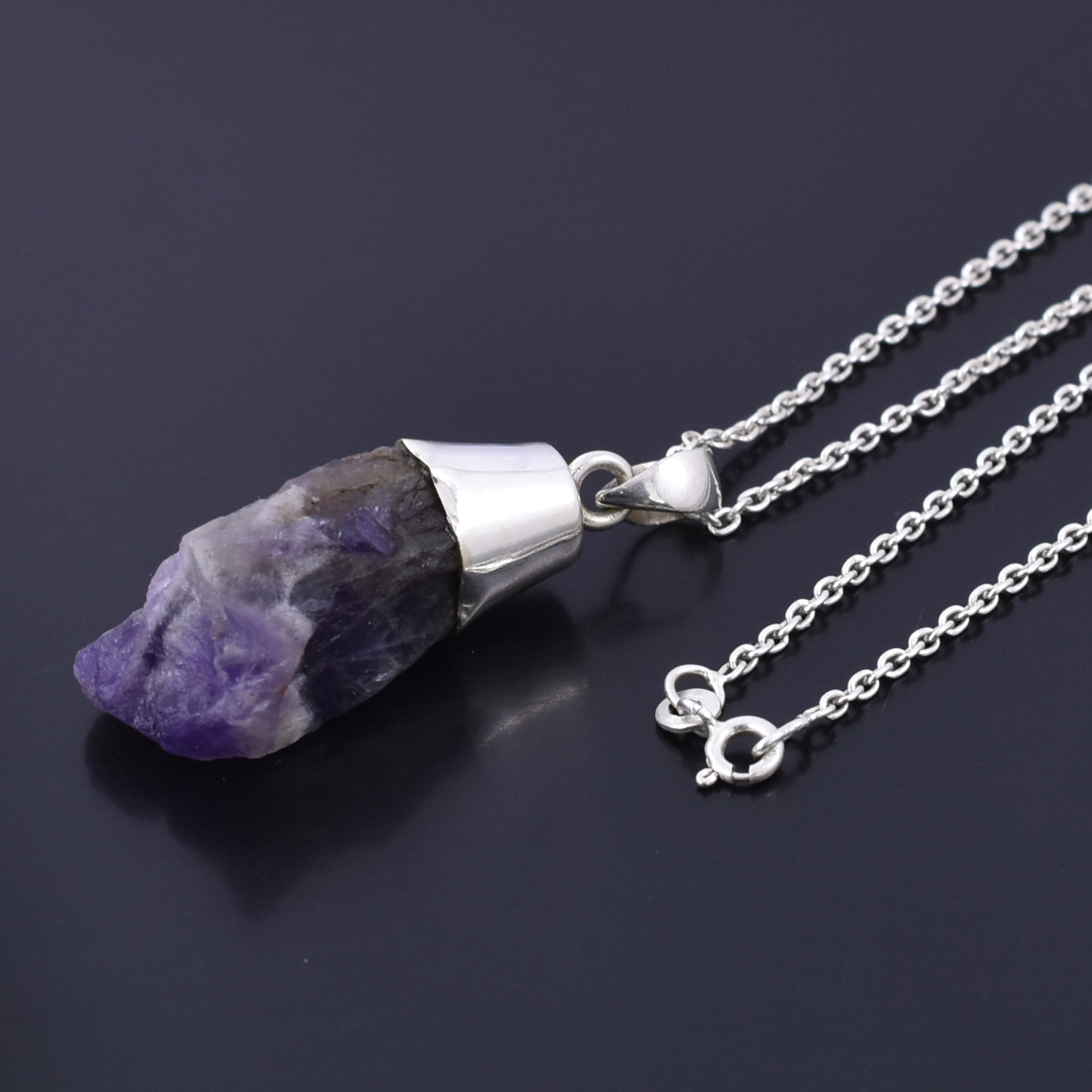 Rough Cut Pendant ,22.5 x 17 mm, 925 Sterling Silver 15.5g Gemstone Pendant - Image 5