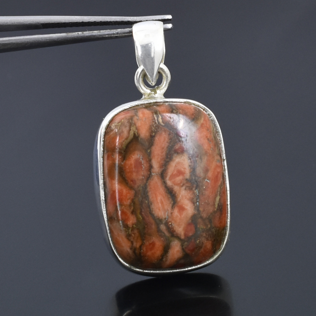 Red Oyster Turquoise 925 Sterling Silver Pendant | Emerald Cut Natural Healing Crystal Jewelry - Image 2