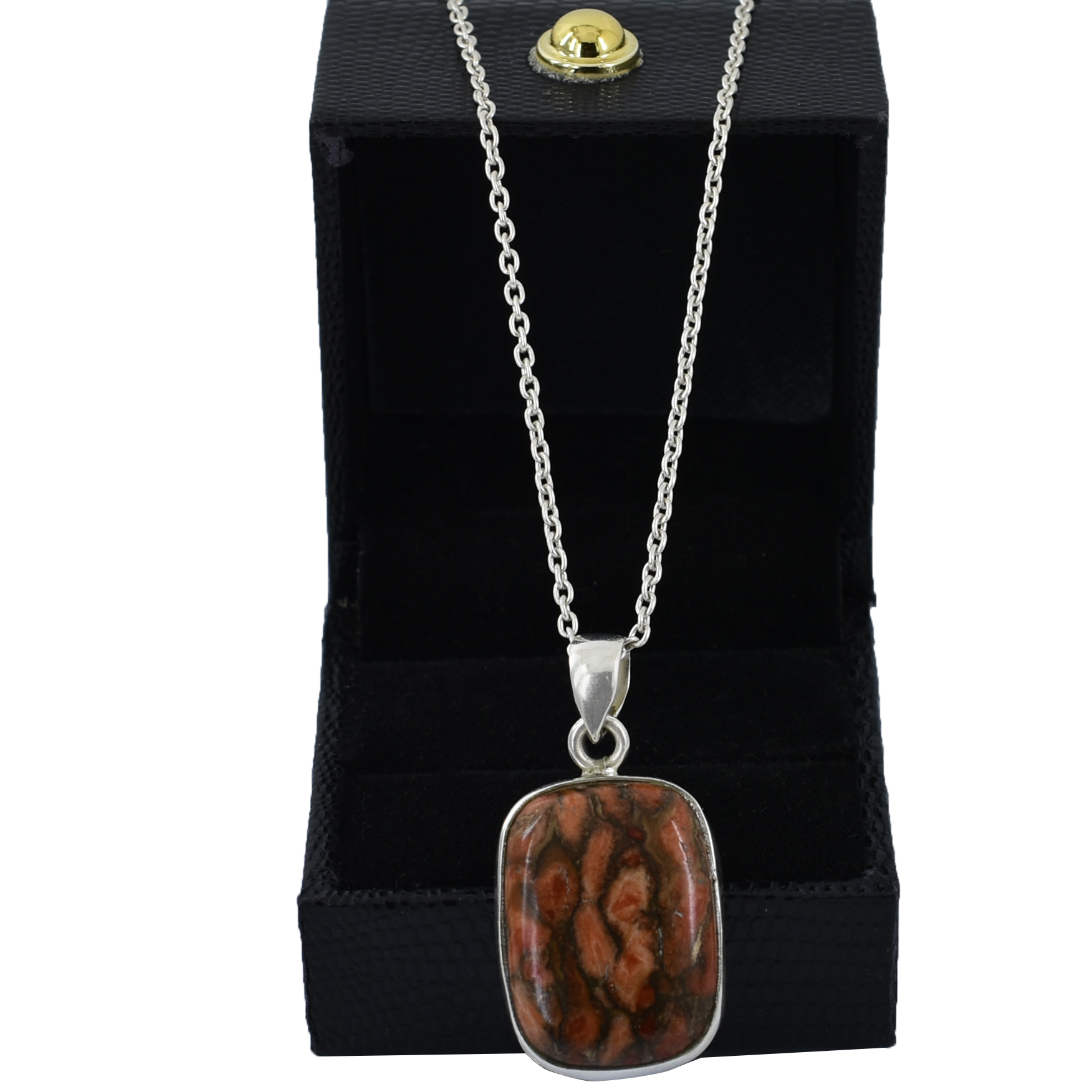Red Oyster Turquoise 925 Sterling Silver Pendant | Emerald Cut Natural Healing Crystal Jewelry - Image 4