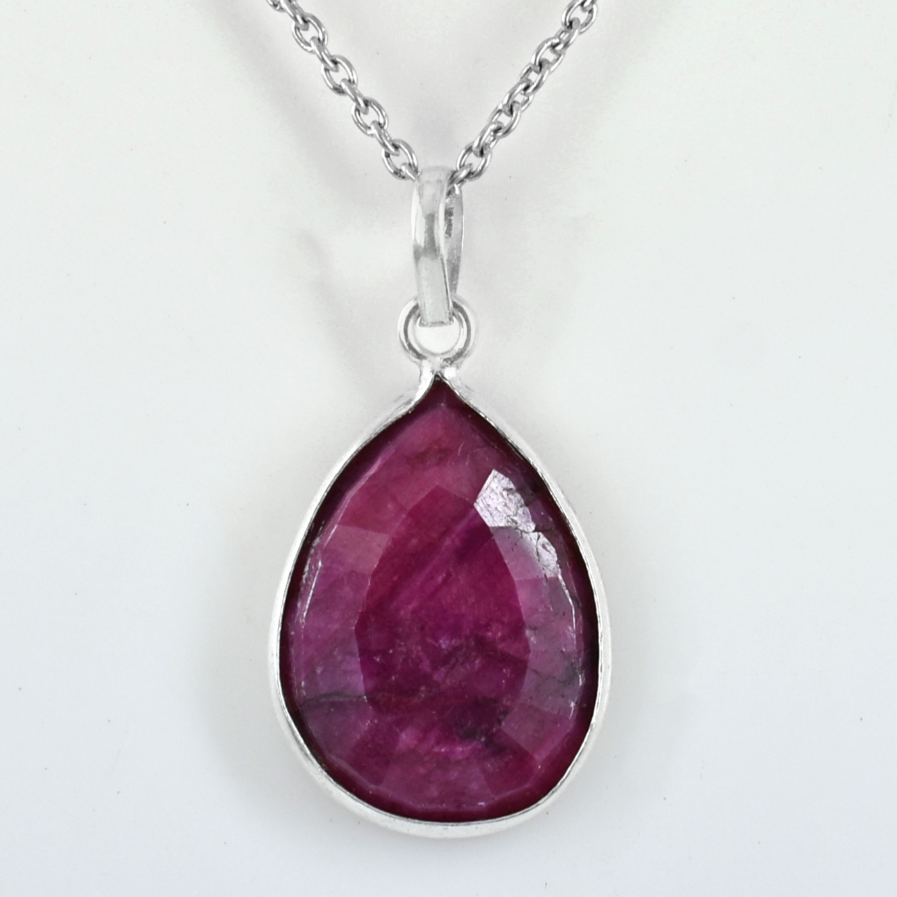 Ruby Pear Cut Pendant ,6.5g Red Ruby Gemstone ,925 Healing Jewelry - Image 4