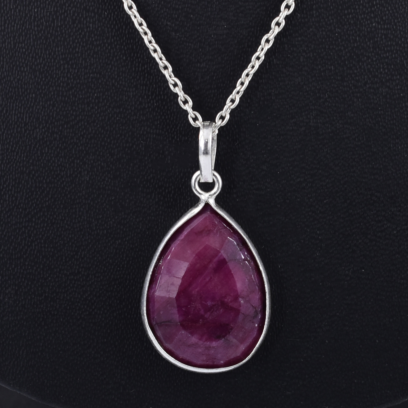 Ruby Pear Cut Pendant ,6.5g Red Ruby Gemstone ,925 Healing Jewelry - Image 5