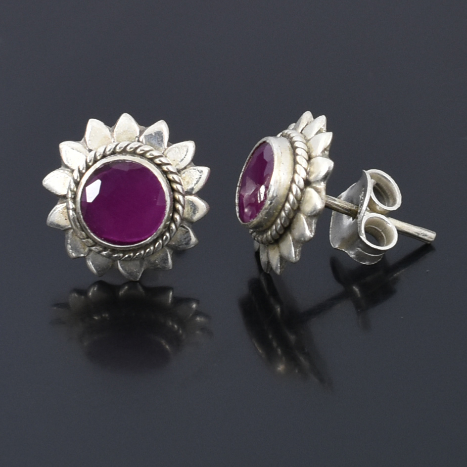 Ruby Gemstone Pandant(Studs, Sterling Silver Push Back,) - Image 5