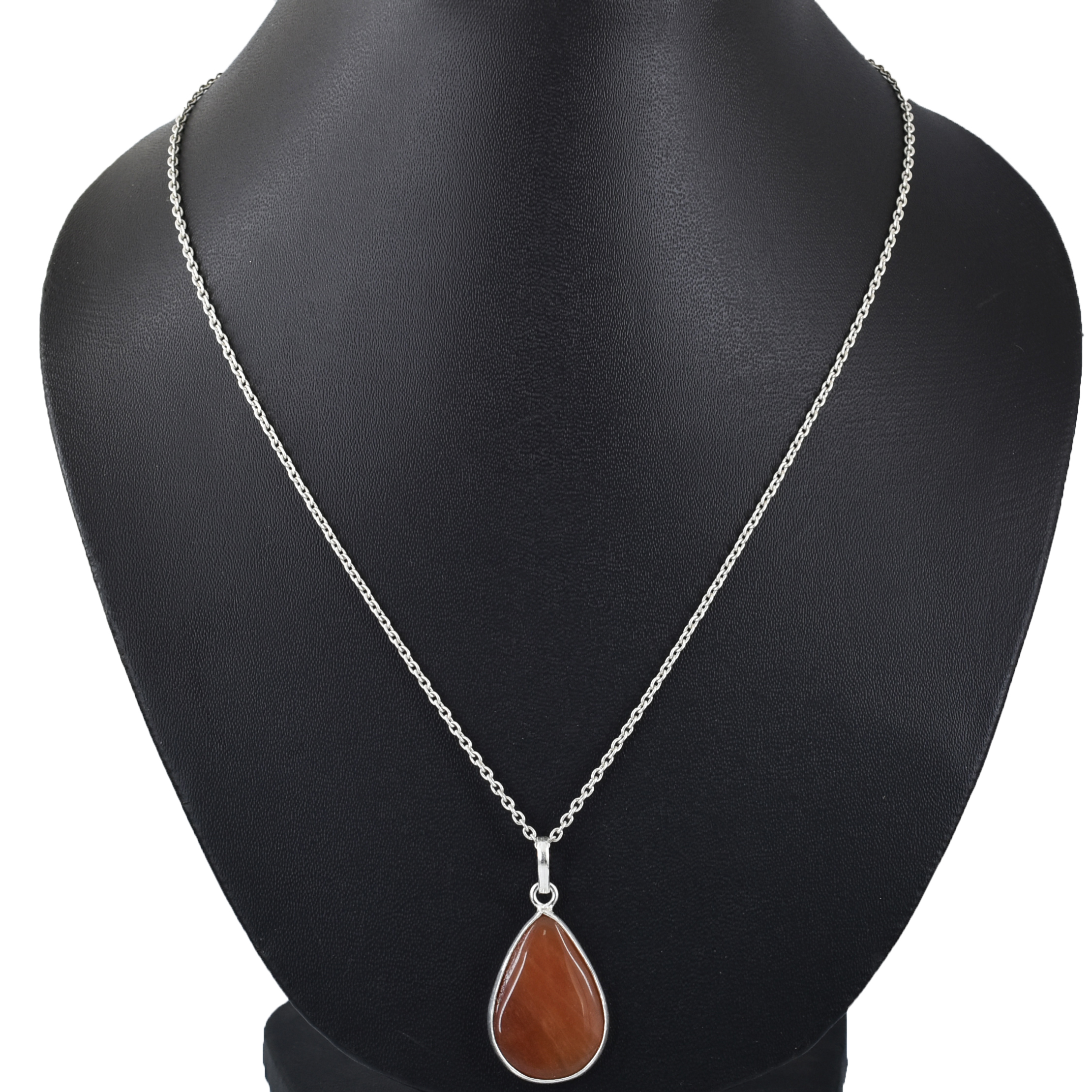 Carnelian Pendant – Pear Cut 25 x 16.5 mm – 4 Gram – Natural Orange Gemstone – 925 Sterling Silver - Image 5