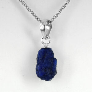 Lapis Lazuli Pendant in 925 Sterling Silver | Rough Cut Gemstone Pendant