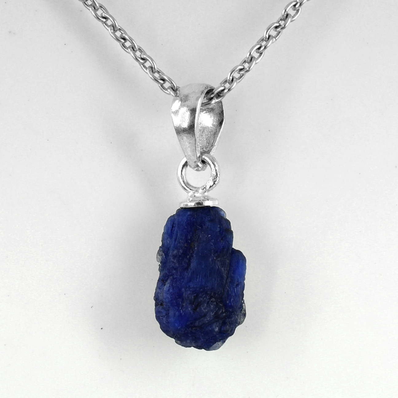 Lapis Lazuli Pendant in 925 Sterling Silver | Rough Cut Gemstone Pendant