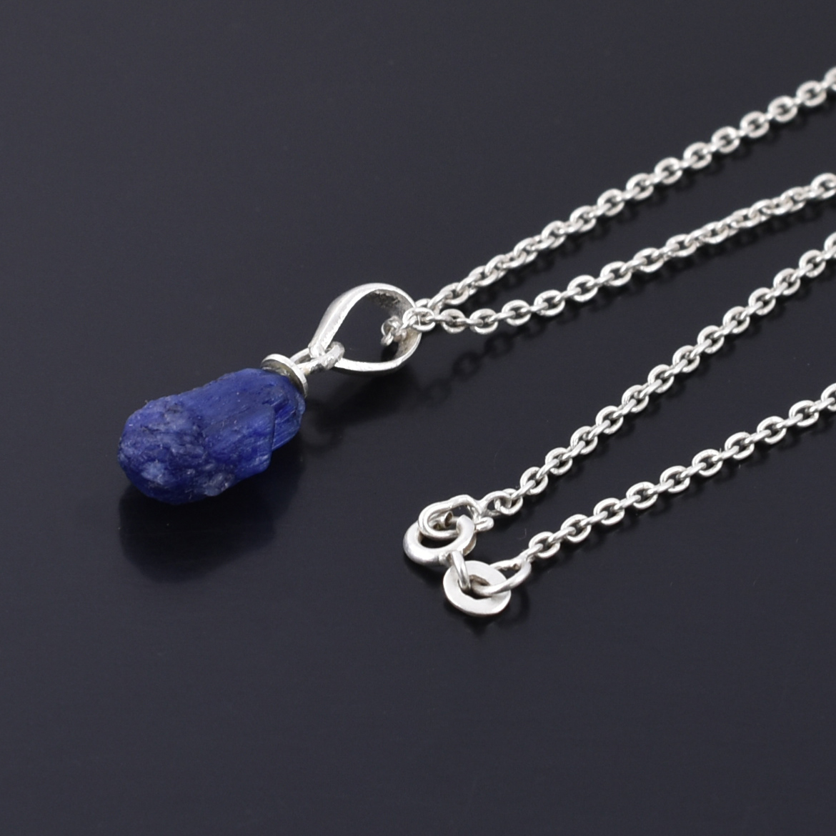 Lapis Lazuli Pendant in 925 Sterling Silver | Rough Cut Gemstone Pendant - Image 4