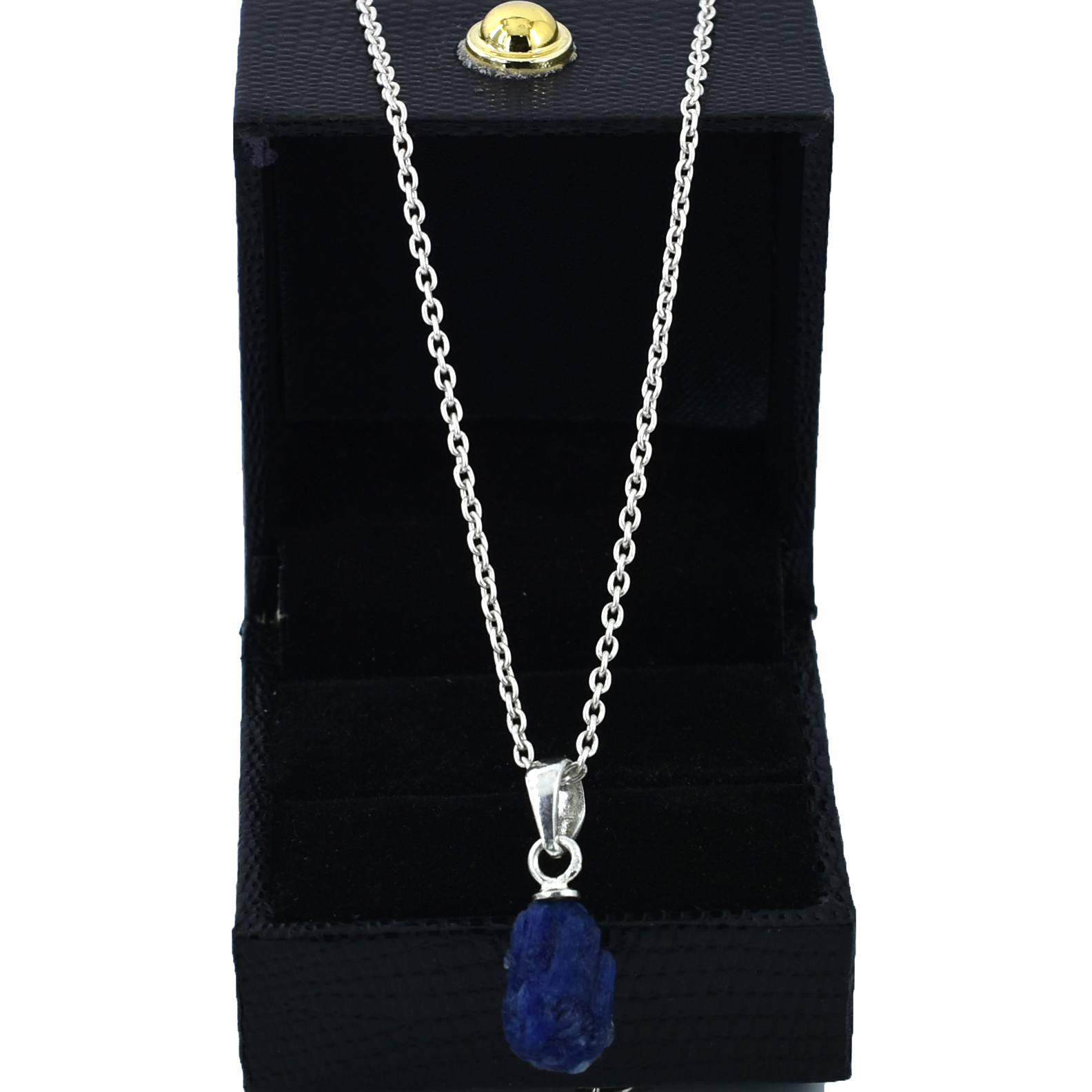 Lapis Lazuli Pendant in 925 Sterling Silver | Rough Cut Gemstone Pendant - Image 5