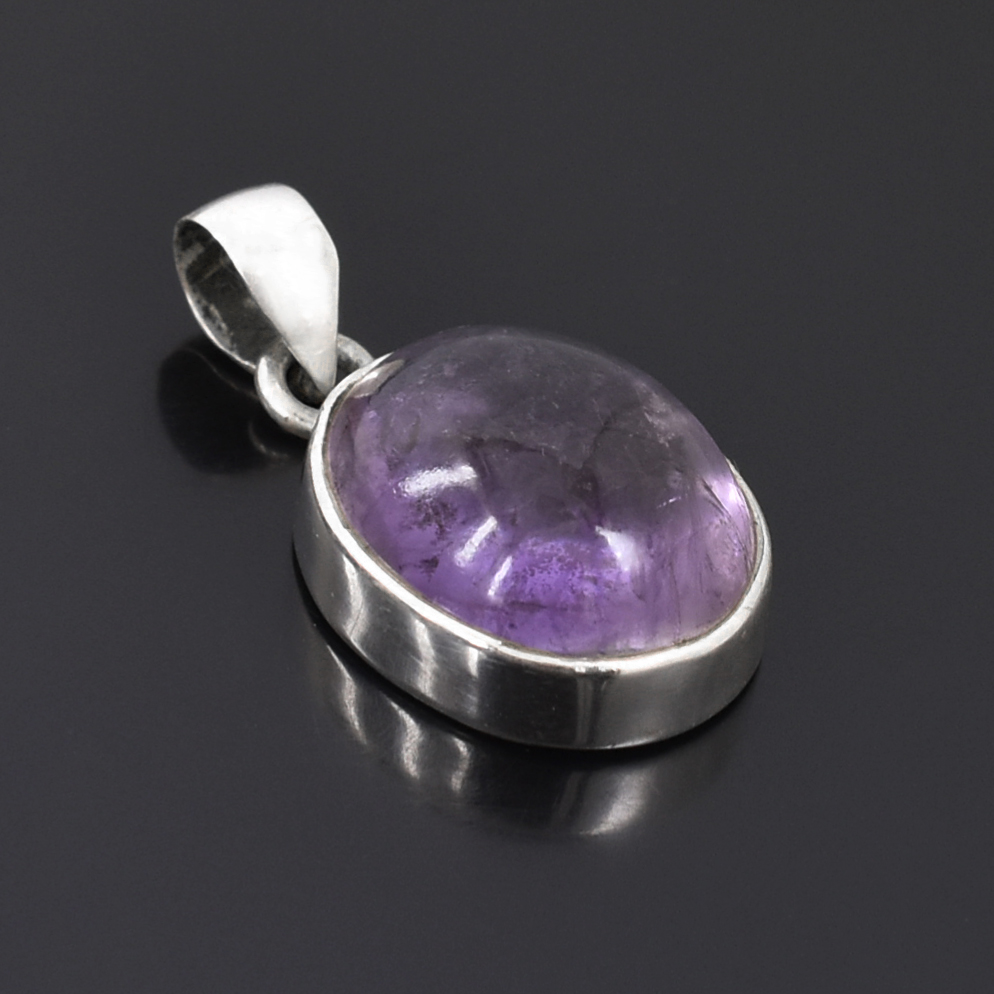 Natural Amethyst Oval Cut Pendant, 19 x 16 mm ,925 Sterling Silver ,8g Gemstone Pendant with Free Chain ,February Birthstone ,Gift For Love - Image 2
