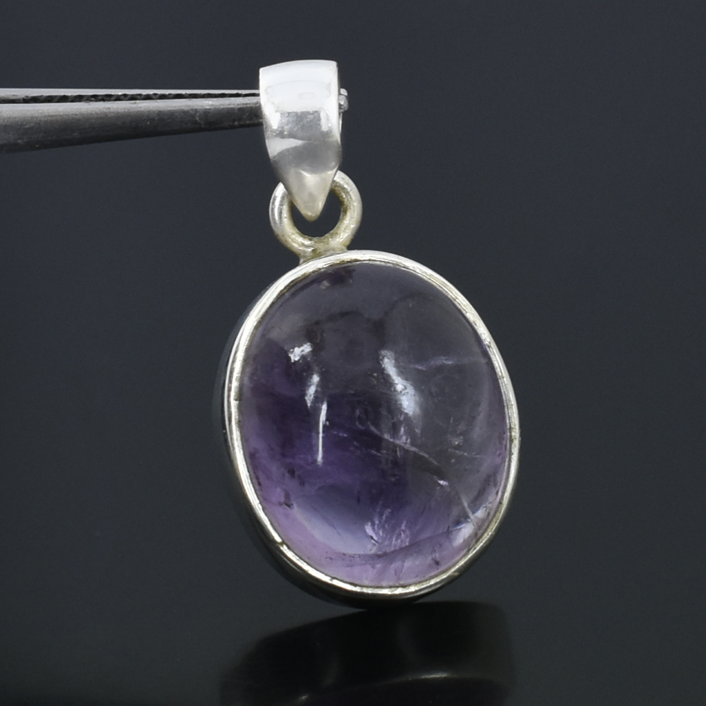 Natural Amethyst Oval Cut Pendant, 19 x 16 mm ,925 Sterling Silver ,8g Gemstone Pendant with Free Chain ,February Birthstone ,Gift For Love - Image 3