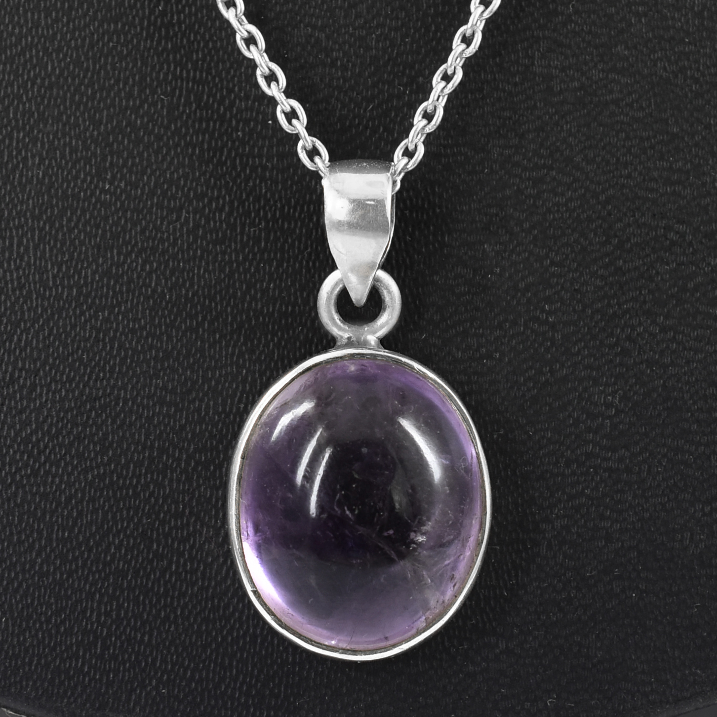 Natural Amethyst Oval Cut Pendant, 19 x 16 mm ,925 Sterling Silver ,8g Gemstone Pendant with Free Chain ,February Birthstone ,Gift For Love - Image 6