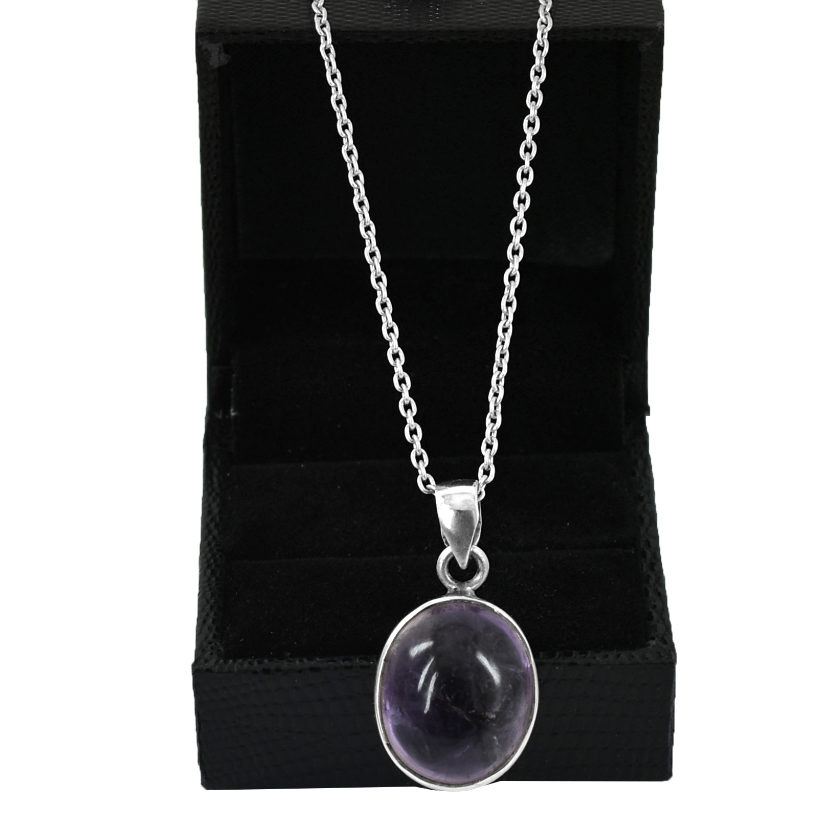 Natural Amethyst Oval Cut Pendant, 19 x 16 mm ,925 Sterling Silver ,8g Gemstone Pendant with Free Chain ,February Birthstone ,Gift For Love - Image 5