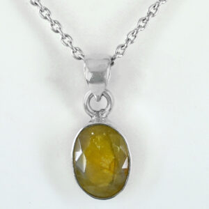 Pukhraj Gemstone Pendant, Birthstone Jewelry, Yellow Sapphire