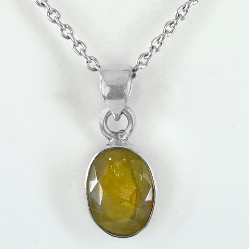 Pukhraj Gemstone Pendant, Birthstone Jewelry, Yellow Sapphire
