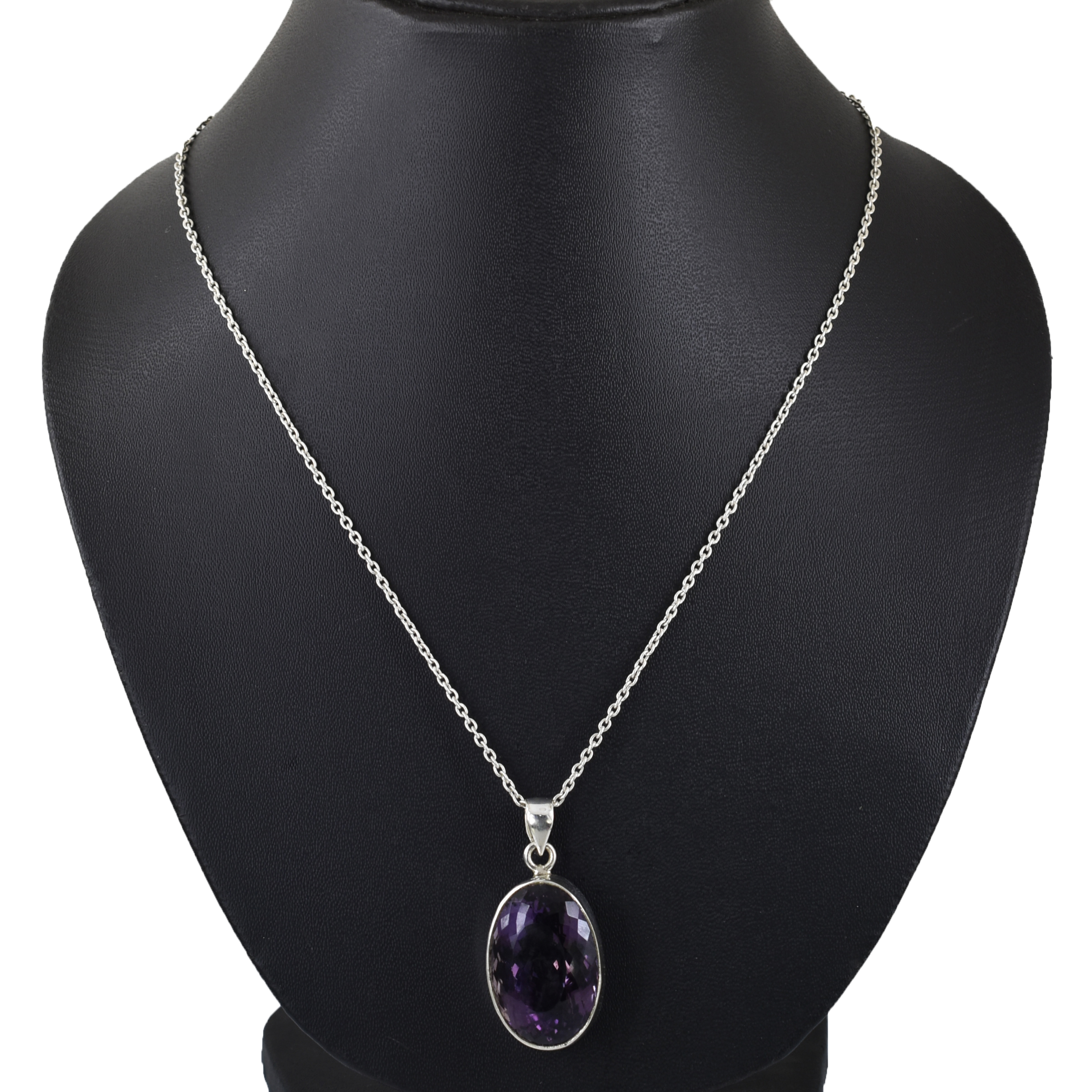 Amethyst Oval Cut Pendant | 25x17mm | 925 Sterling Silver | 14g Gemstone Pendant - Image 7