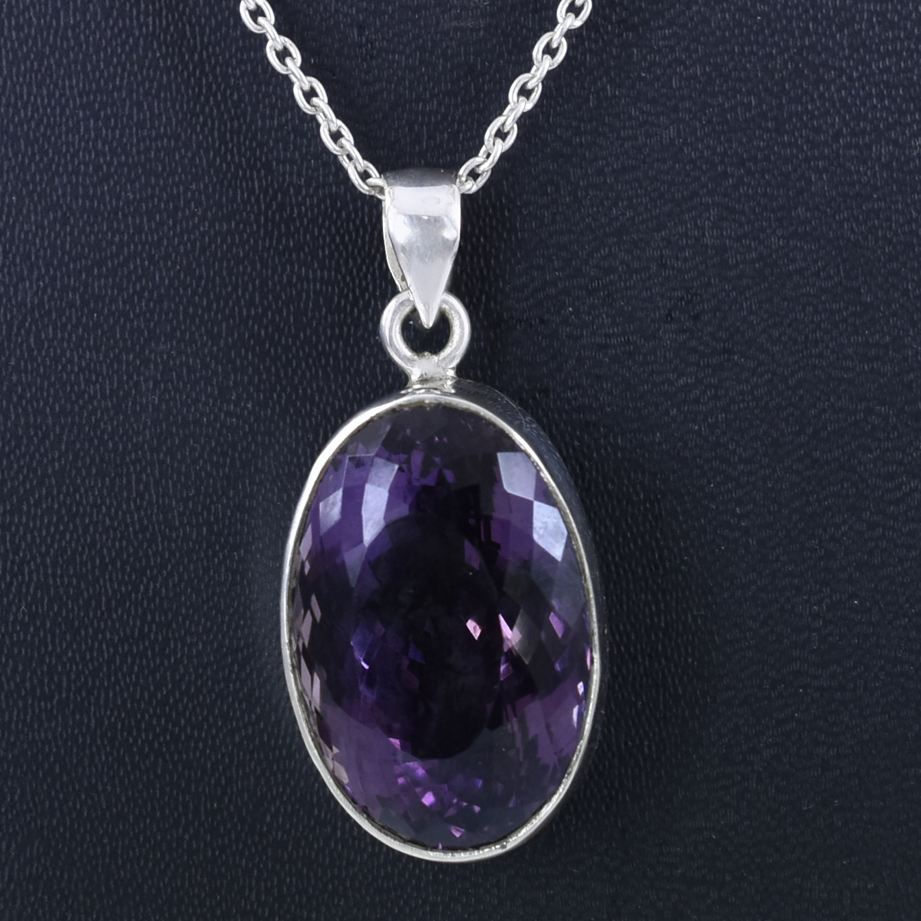 Amethyst Oval Cut Pendant | 25x17mm | 925 Sterling Silver | 14g Gemstone Pendant - Image 8