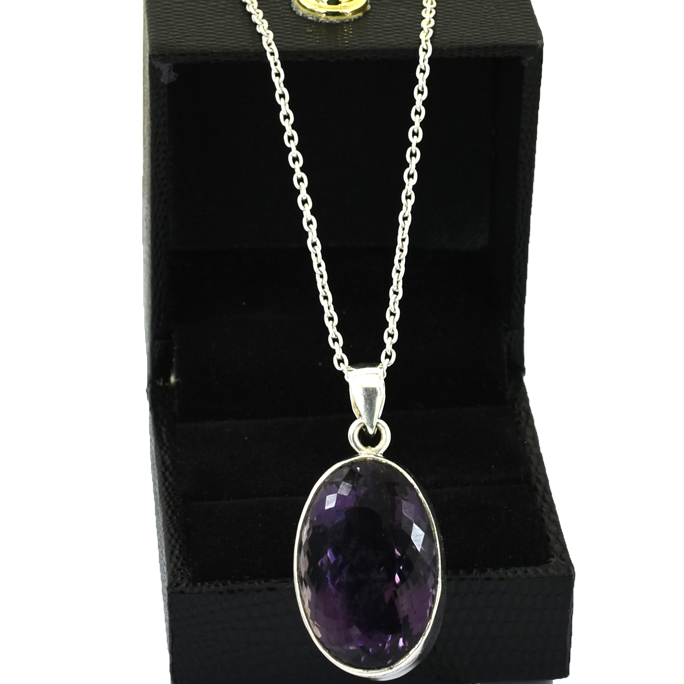 Amethyst Oval Cut Pendant | 25x17mm | 925 Sterling Silver | 14g Gemstone Pendant - Image 4