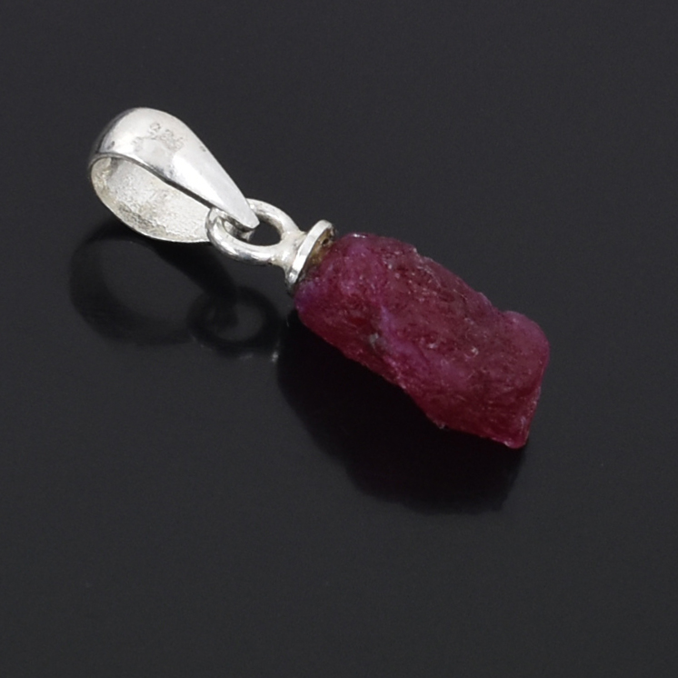 Ruby Rough Cut Pendant ,14 x 8 x 5.5 mm, 925 Sterling Silver 1.5 g Gemstone Pendant - Image 2