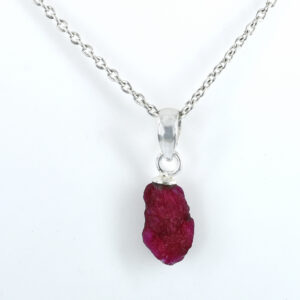 Ruby Rough Cut Pendant ,14 x 8 x 5.5 mm, 925 Sterling Silver 1.5 g Gemstone Pendant