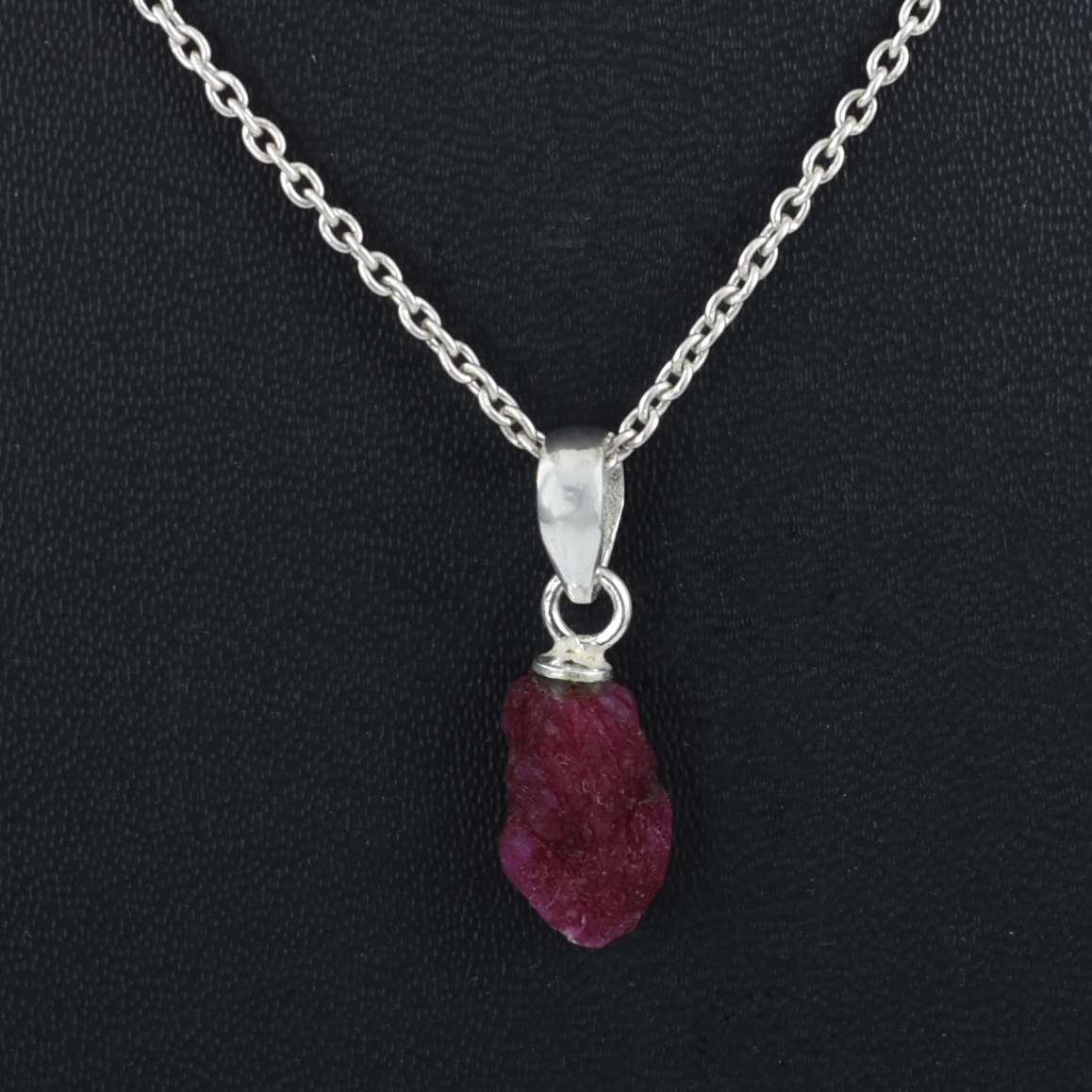 Ruby Rough Cut Pendant ,14 x 8 x 5.5 mm, 925 Sterling Silver 1.5 g Gemstone Pendant - Image 7