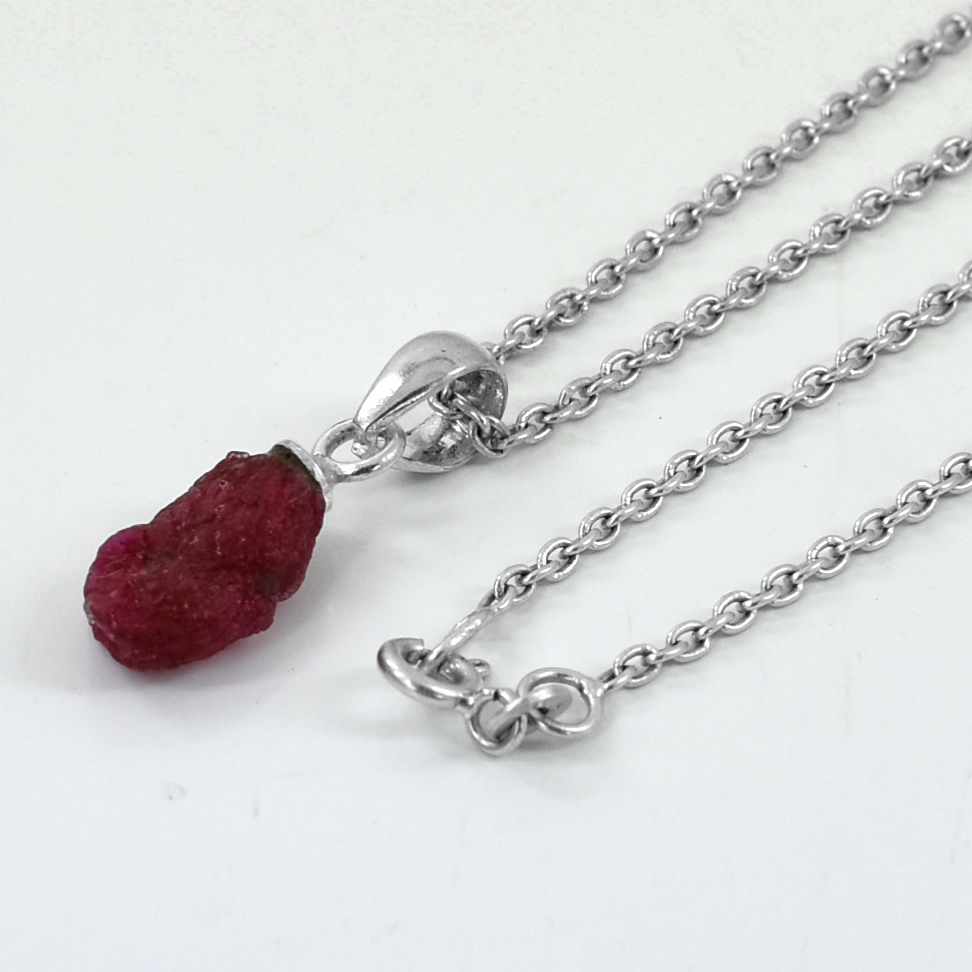 Ruby Rough Cut Pendant ,14 x 8 x 5.5 mm, 925 Sterling Silver 1.5 g Gemstone Pendant - Image 5