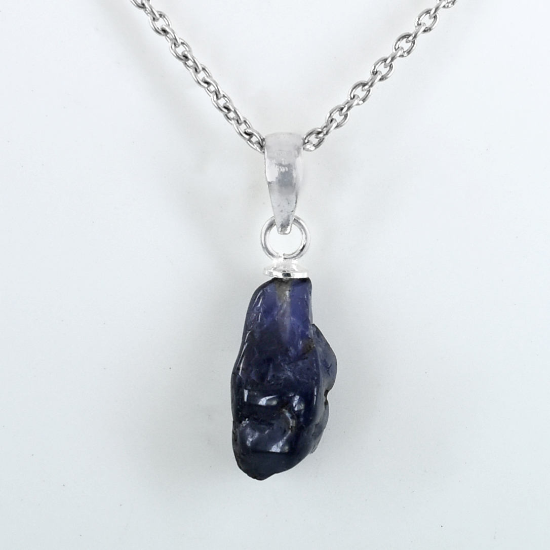 Natural Amethyst Rough Cut Pendant ,18 x 8mm, 925 Sterling Silver 2.5 g Gemstone Pendant