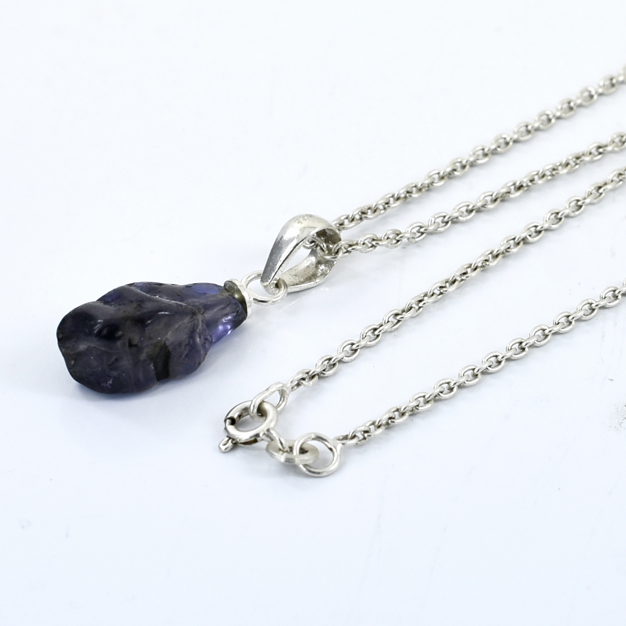 Natural Amethyst Rough Cut Pendant ,18 x 8mm, 925 Sterling Silver 2.5 g Gemstone Pendant - Image 6
