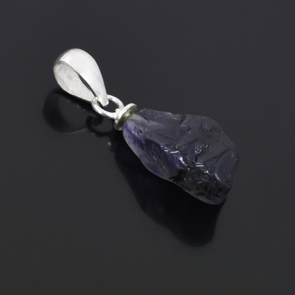 Natural Amethyst Rough Cut Pendant ,18 x 8mm, 925 Sterling Silver 2.5 g Gemstone Pendant - Image 3