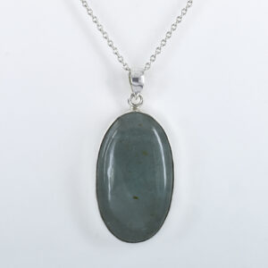 Natural Aquamarine Pendant ,17g Gemstone, 925 Sterling Silver, White