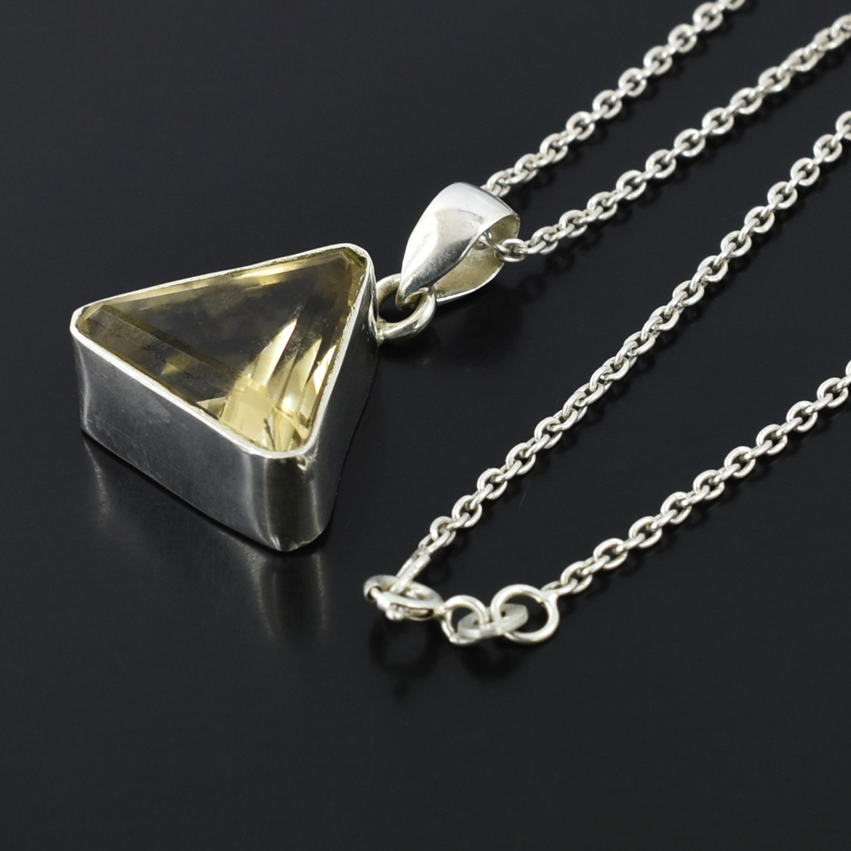 Citrine Triangle Cut Pendant ,17x18mm ,925 Sterling Silver ,8g Gemstone - Image 6