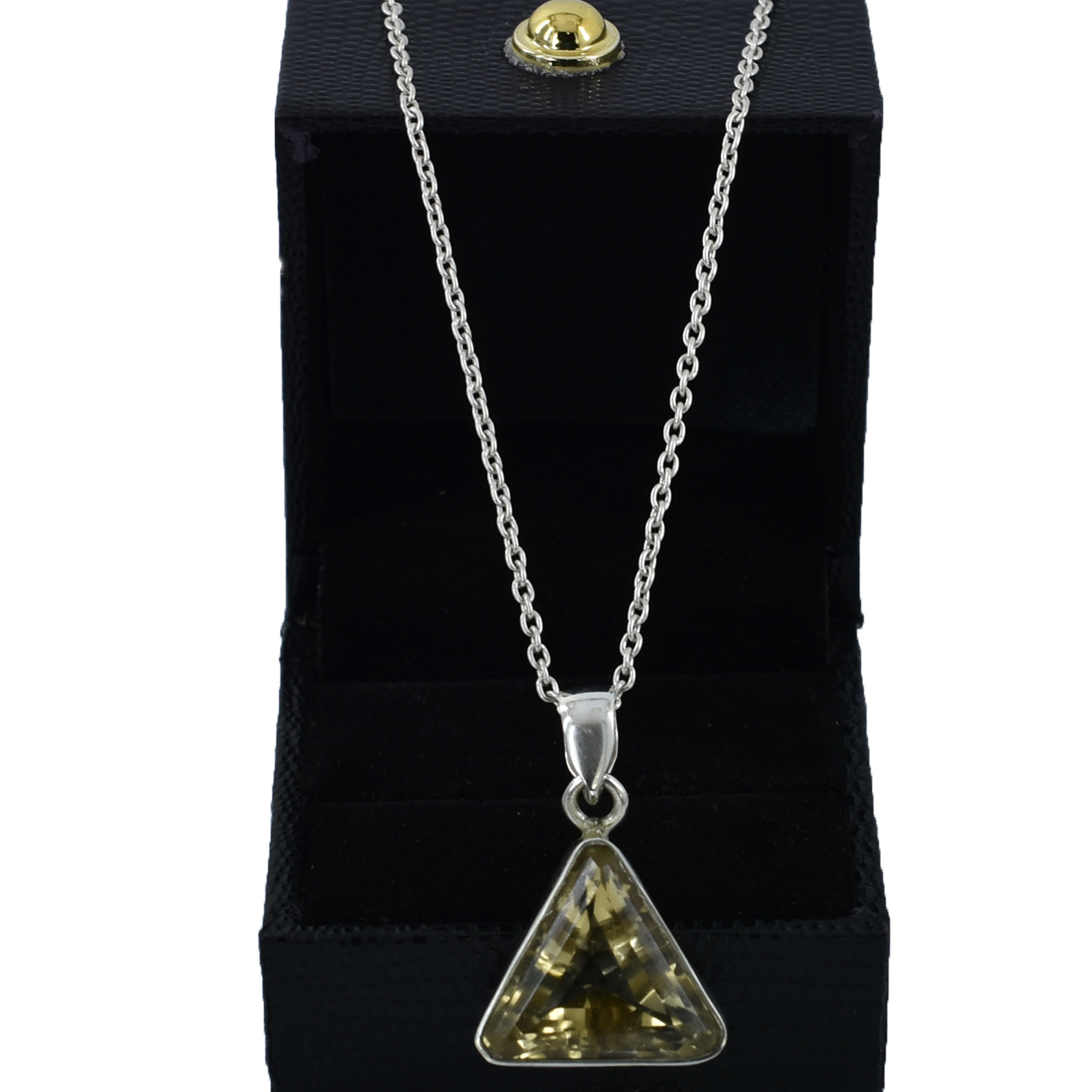 Citrine Triangle Cut Pendant ,17x18mm ,925 Sterling Silver ,8g Gemstone - Image 4