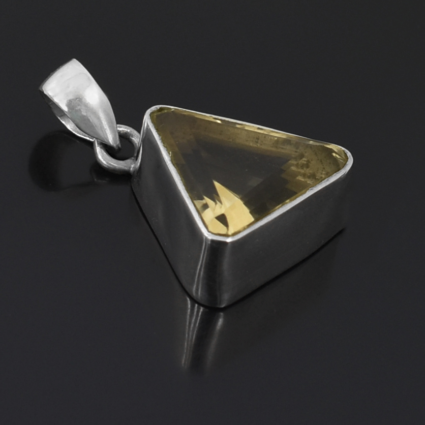 Citrine Triangle Cut Pendant ,17x18mm ,925 Sterling Silver ,8g Gemstone - Image 2