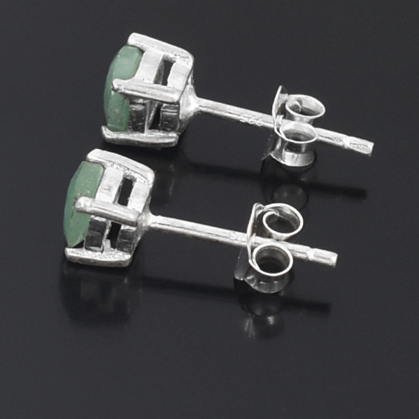 Stunning Emerald Gemstone Studs, Sterling Silver Push Back, White Finish - Image 4