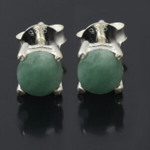 Stunning Emerald Gemstone Studs, Sterling Silver Push Back, White Finish